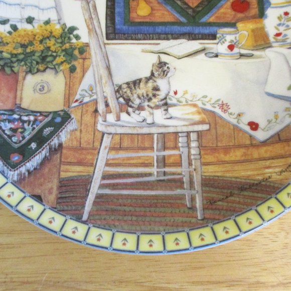 1991 Edwin M Knowles Cozy Country Corners Table Trouble Cat Plate Ltd Edition - Picture 5 of 10